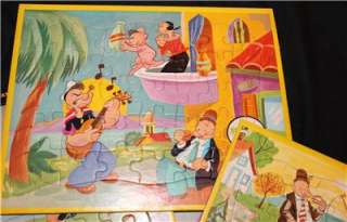 POPEYE WHIMPY OLIVE OYL JAYMAR VINTAGE PUZZLES TOY KING FEATURES 