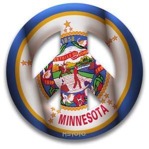 Peace Symbol Removable Sticker of Minnesota Flag