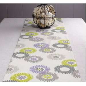 Modern Table Runner 72 inches long   Reversible, Green Color, Lilac 