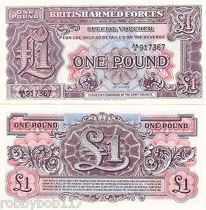 GREAT BRITAIN 1 Pound World Money MILITARY Voucher UNC BILL British 
