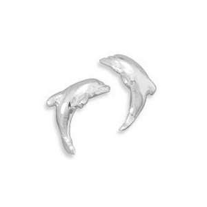   Sterling Silver Dolphin Stud Earrings, Nickel Free 