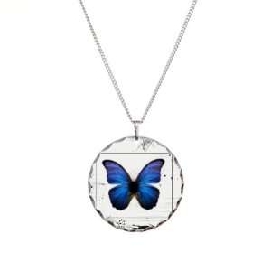  Necklace Circle Charm Blue Butterfly Still Life: Artsmith Inc: Jewelry