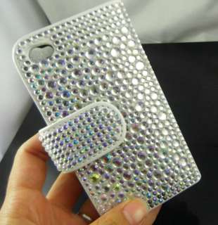Bling Crystal Melody Flip Hard leather Case for iPhone 4 4G 4S Pink 