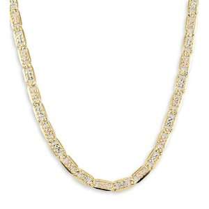  14k Tri Color Gold Valentino Chain Link Necklace 4.8 mm 