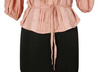 NEW $98 Free People Lace Pleats Pink Shirt Top Small S 4  