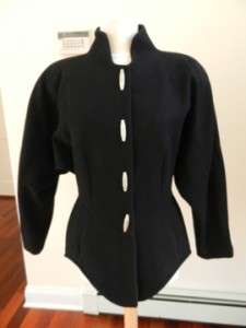 Thierry Mugler Activ Black Wool Coat/Jacket Sz 44  