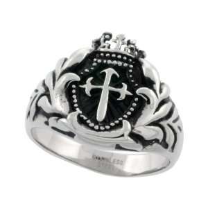  Surgical Steel St. James Cross Ring Blackened finish 9/16 
