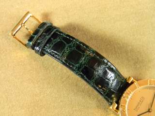18K Gold Tiffany Watch with Crocodile Band  