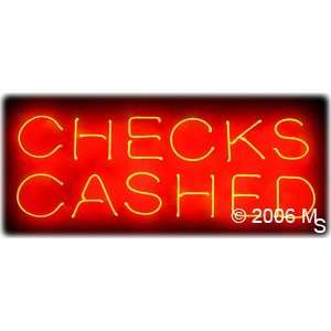 Neon Sign   Checks Cashed   Large 13 x 32  Grocery 