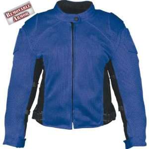  Ladies Black and Blue Armored Mesh Motorcycle Jacket 
