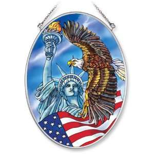  Amia Hand Painted Glass Suncatcher with Statue of Liberty 