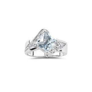  0.07 Cts Diamond & 1.57 Cts Aquamarine Ring in 10K White 