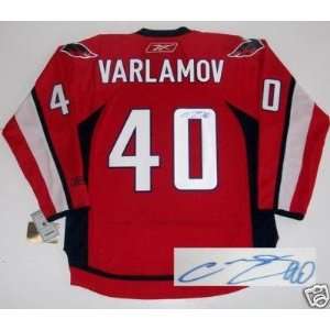  Semyon Varlamov Signed Washington Capitals Jersey Rbk 