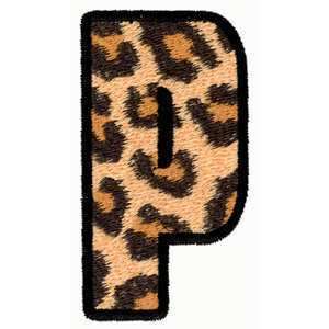 Leopard Print Letter P Alphabet EMB Iron On Patch  