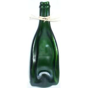  Upcycled, Melted, Slumped Green Champagne Bottle Bowl 