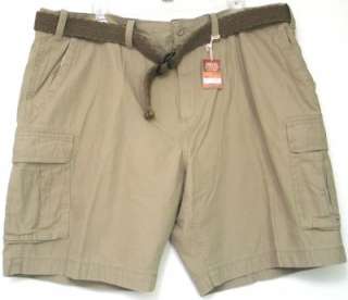   /50W Arizona Mens Bamboo Color/Tan Cargo Shorts with Belt NWT  