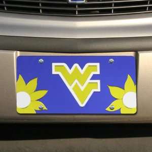  West Virginia Mountaineers Navy Blue Mirrored Flower Power License 