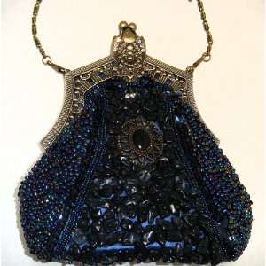 Vintage Style Fully Beaded Handmade Evening Handbag / Purse W/Shoulder 