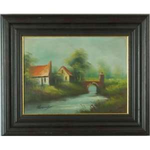 Vintage French Oil Painting Signed Landscape Plein Air:  