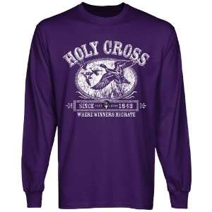 Holy Cross Crusaders Winners Migrate Long Sleeve T Shirt   Purple