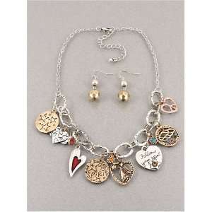   Color Angel, Hart and Wing Necklace and Earrings Set 