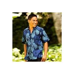  NOVICA Mens cotton batik shirt, Ocean Breeze