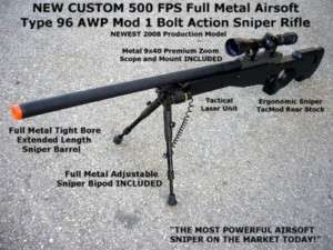 520 FPS Airsoft MK96 Type 96 Sniper Rifle Bipod & Scope  