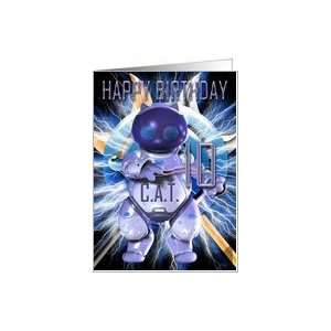  Happy Birthday 10th, Robot Cat, Techno Modern Card Toys & Games