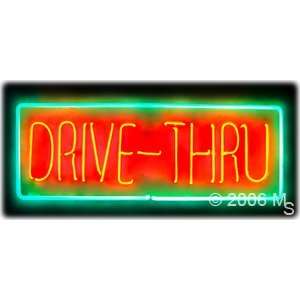 Neon Sign   Drive Thru   Large 13 x 32 Grocery & Gourmet Food