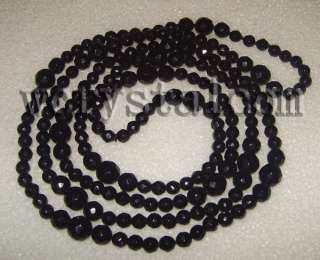 round black onyx faceted 6mm 8mm 10mm necklace Long 50  