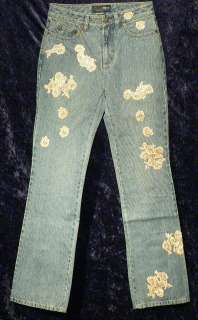 VICTORIA SECRET CLASSIC RISE LONDON BOOTCUT EMBELLISHED APPLIQUE DENIM 