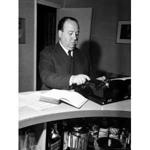  Movie Director Alfred Hitchcock Typing Script on a 