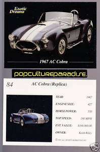1967 AC COBRA (REPLICA) Exotic Dreams Car Picture Card  