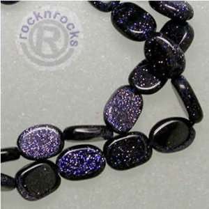  GLAMOUROUS BLUE GOLDSTONE PUFFED OVAL BEADS 14
