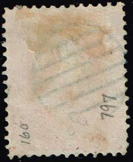 US stamp#160 7c Orange Vermilion 1873 Continenta​l Bank Note used 