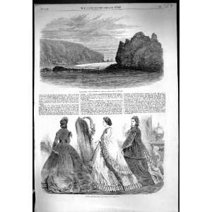  1864 Cave Rock Port Lyttelton New Zealand Ladies Paris Fashion 