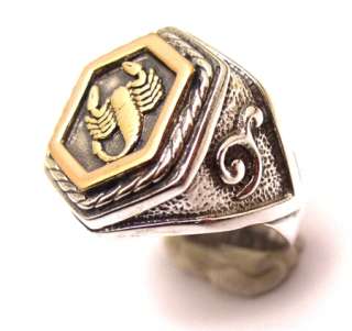 Mans Sterling Silver Ring with Gold 9Ct Scorpion  