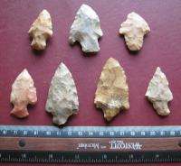 AMERICAN INDIAN 7 ARROWHEADS POINTS from ARKANSAS 7241  