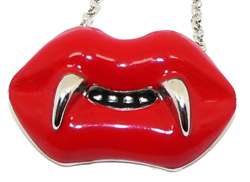 True Vampire Teeth Fangs w/ Blood Crystal Necklace  