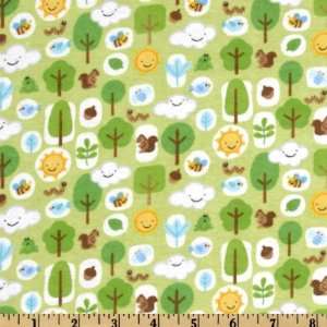  44 Wide Mother Nature Flannel Forest Friends Boy Green 