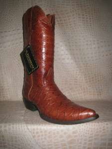   Cognac Exotic Embossed Full Anaconda Snake Cowboy Western Wear Boots