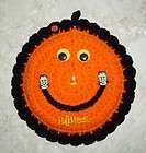 HALLOWEEN SMILEY FACE POTHOLDER WALL HANGING, Crochet, ORANGE AND 