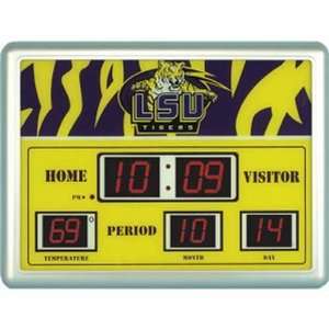  LSU Tigers NCAA Scoreboard Clock & Thermometer (8.25x12 