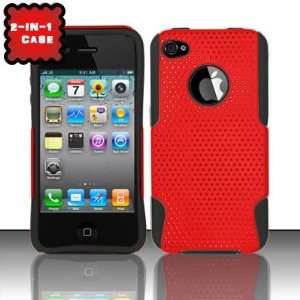 Apple iPhone 4 & 4S Premium Hybrid Black Tones in Apex Hard Red 2 in 1 