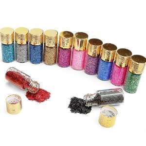    12PC glitter decoration nail art powder dust bottle Beauty