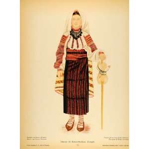  1937 Costume Romania Woman Necklace Moldavia Prints SET 