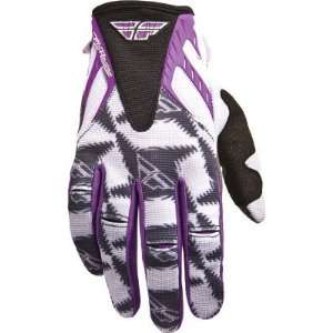  Fly Racing Kinetic Girls Gloves Youth Gray/White/Purple 