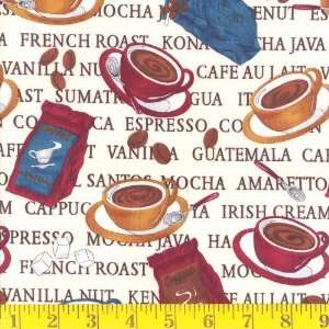   45 Wide Food Group Coffee Fabric By The Yard Arts, Crafts & Sewing