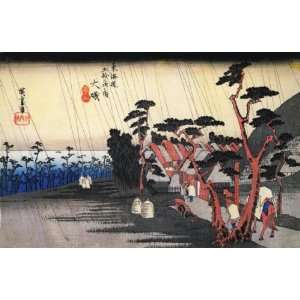 Sheet of 21 Gloss Stickers Japanese Art Utagawa Hiroshige Rain on a 