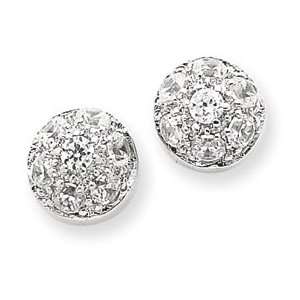  Sterling Silver CZ Half Ball Post Earrings: Jewelry